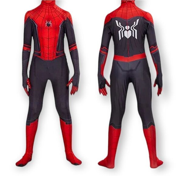 Spidey Superhero Costume Kids-Halloween Cosplay Suit & Mask Jumpsuit 3D Style - Picture 3 of 4